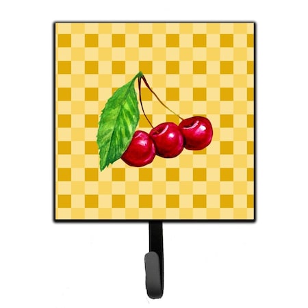 Carolines Treasures Cherries on Basketweave Leash or Key Holder BB7224SH4